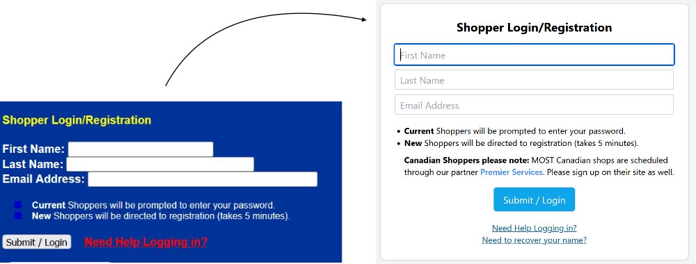 Old interface vs new